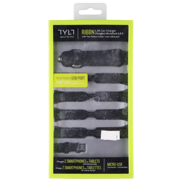 TYLT RIBBN Micro USB Car Charger for Phones and Tablets Black MIC-RIBBNBK-T