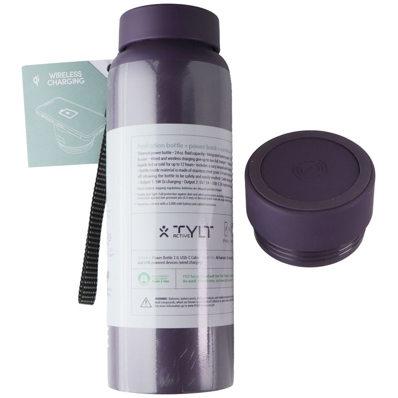 TYLT Bottle 2.0 Hydration Bottle with Power Bank and Wireless Charger - Purple