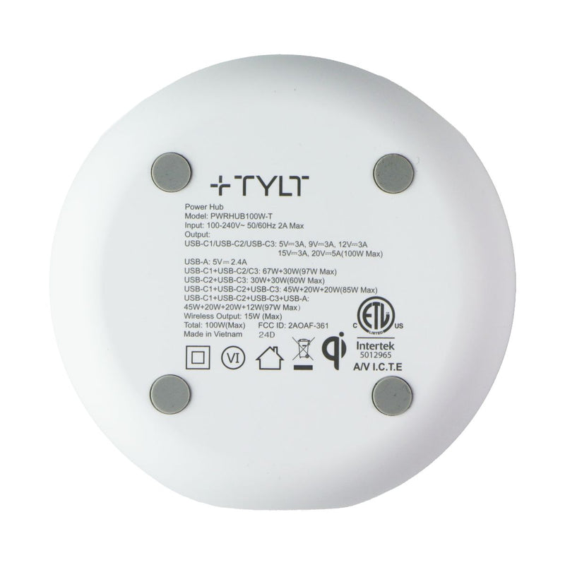 TYLT (100W) Multi-Port (USB-C/USB-A) PD Hub w/Wireless Charging (PWRHUB100W-T)