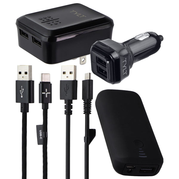 TYLT Travel - Mobile Accessory Kit with Bank/Wall/Car Chargers & USB-C Cable
