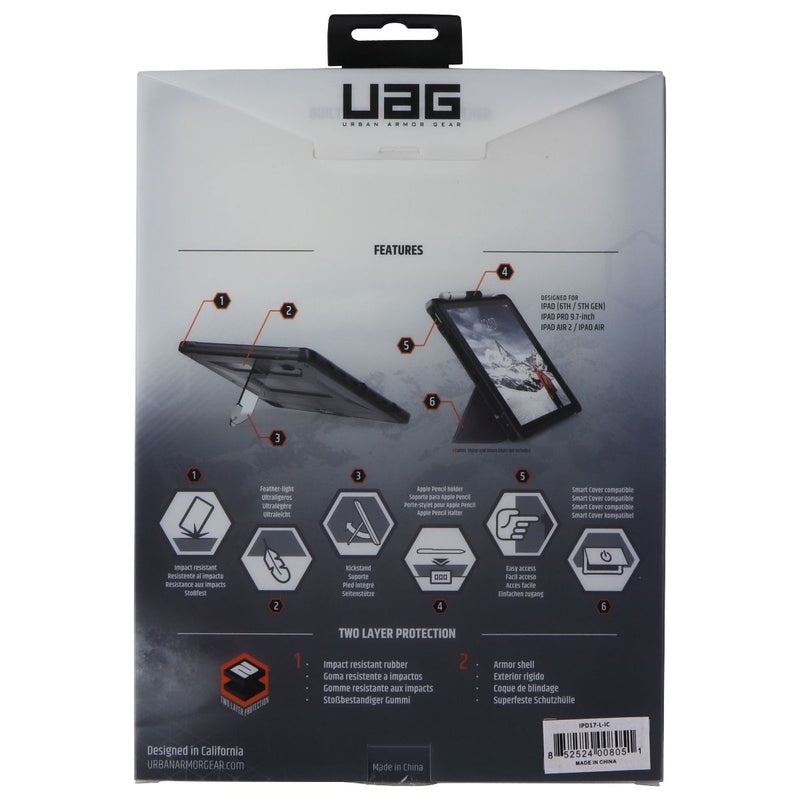 UAG Plasma Series Case for iPad 6th/5th Gen, iPad Pro 9.7", iPad Air 2/Air - Ice