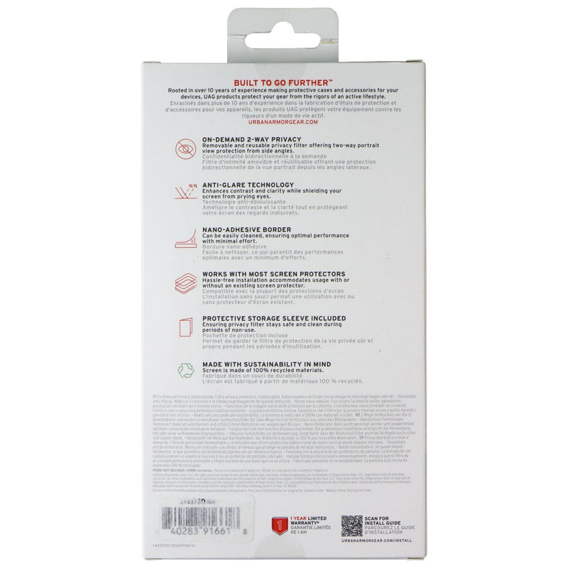 Urban Armor Gear UAG Removable Privacy Screen for Apple iPhone 16 / 15