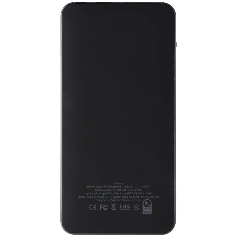 Ubiolabs Universal Portable Charger Kit with USB-C and Lightning Inputs - Black