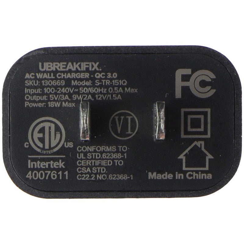 UBREAKIFIX 18W Quick Charge 3.0 Single USB Wall Charger - Black