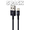 (5 Pack) Combo of (3-Ft) 8-Pin to USB Charging Cables for iPhone/iPad - Blue