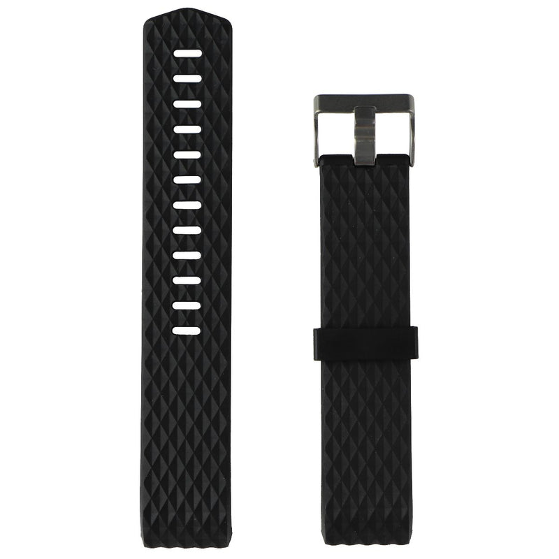 Silicone Replacement Band for Fitbit Charge 2 - Black / Silver (Diamonds)