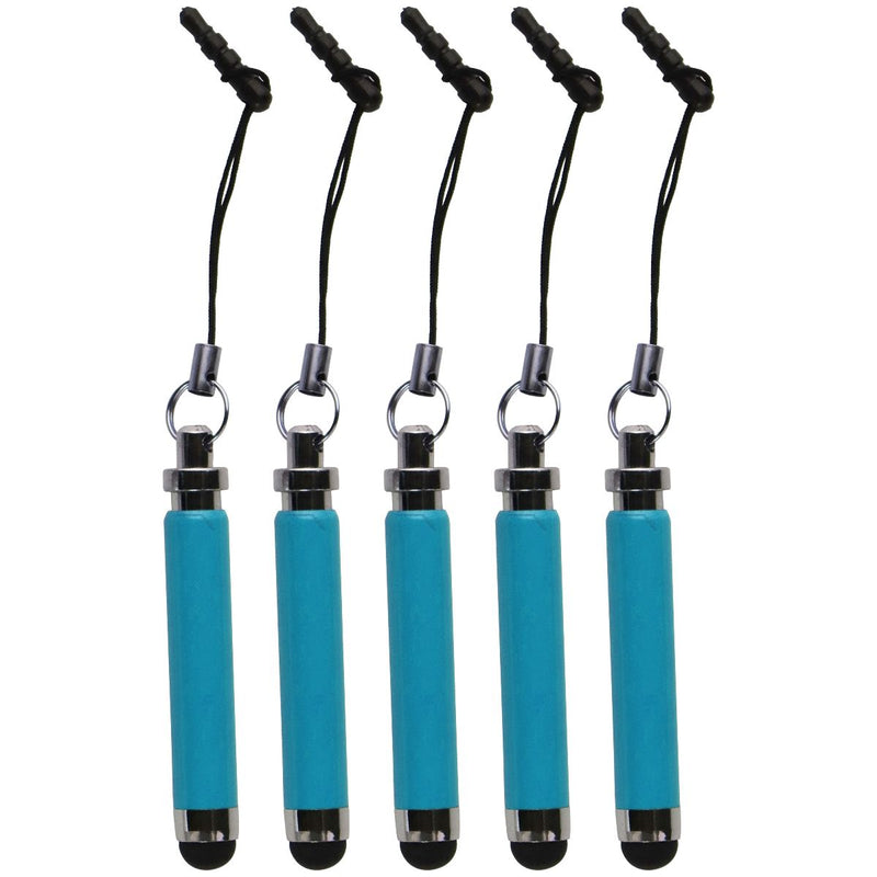 Mini Keychain Stylus Pens for Touchscreen Devices - Light Blue - 5 Pack