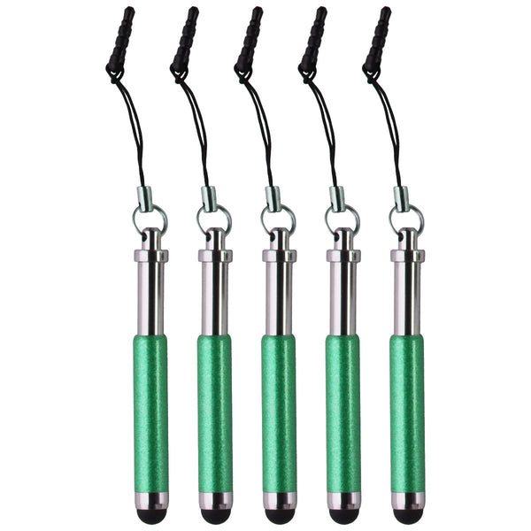 Mini Keychain Stylus Pens for Touchscreen Devices - Green Glitter - 5 Pack