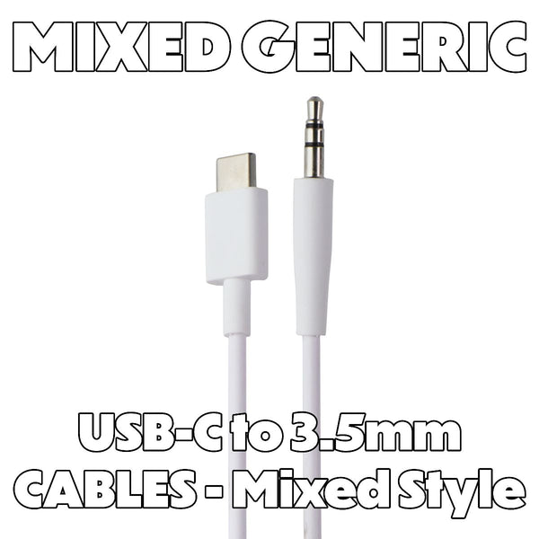 Mixed / Generic USB-C to 3.5mm Auxiliary Adapter Cables - White