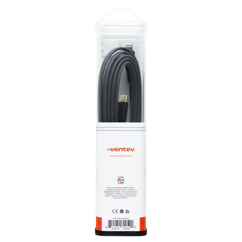Ventev 6FT USB-C to Lightning 8-Pin Charging and Data Sync Flat Cable - Gray