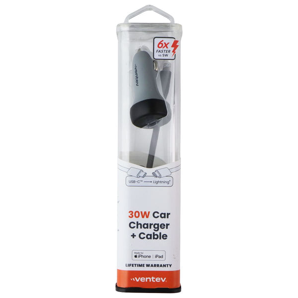 Ventev (30W) USB-C Car Charger + Cable (USB-C to Lightning 8-Pin) - Gray/Black