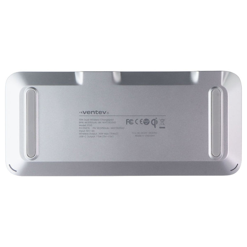 Ventev (15W) Qi Wireless Universal Ultrafast Dual Charging Pad - White