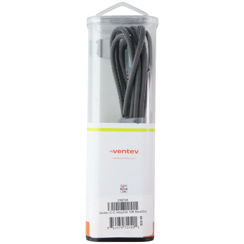 Ventev (10-Foot) USB-C to USB-C Charge and Data Sync Alloy Cable - Steel