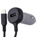 Ventev (27W) Dual Ultra Fast USB-A Car Charger with USB-C Connected Cable - Gray
