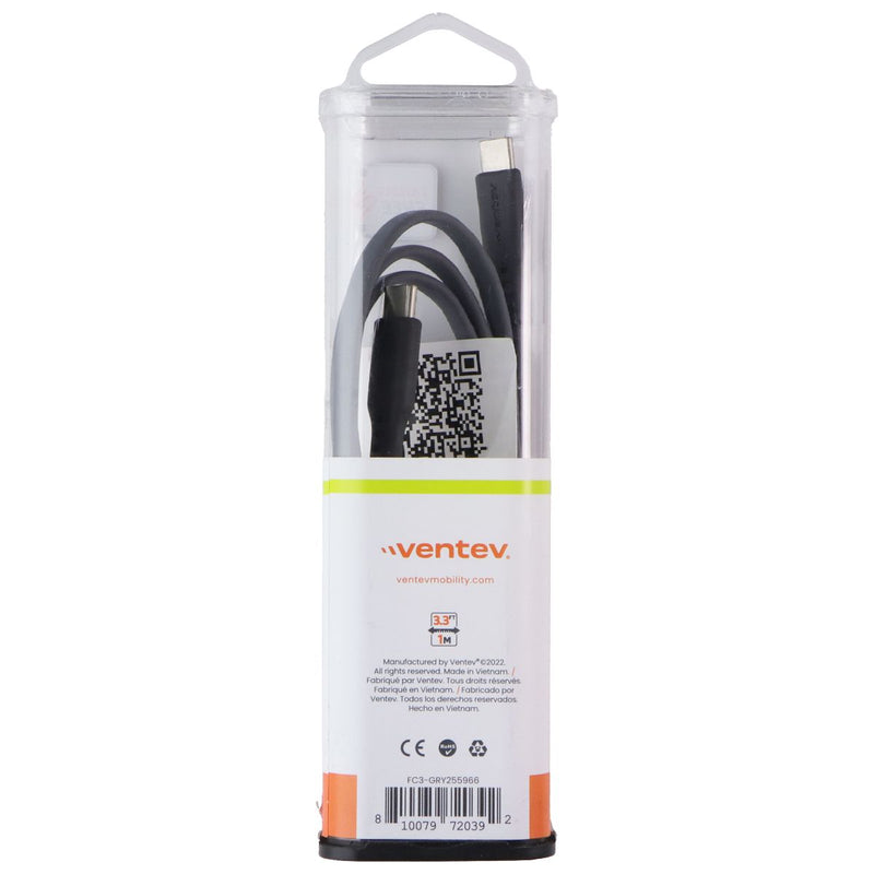 Ventev (3.3ft/1m) USB-C to USB-C Hi-Speed Flat Cable - Gray (FC3-GRY255966)