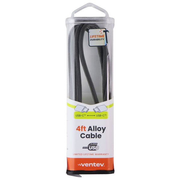 Ventev (4-Ft) Alloy USB-C to USB-C Charge/Sync Braided Cable - Steel Gray