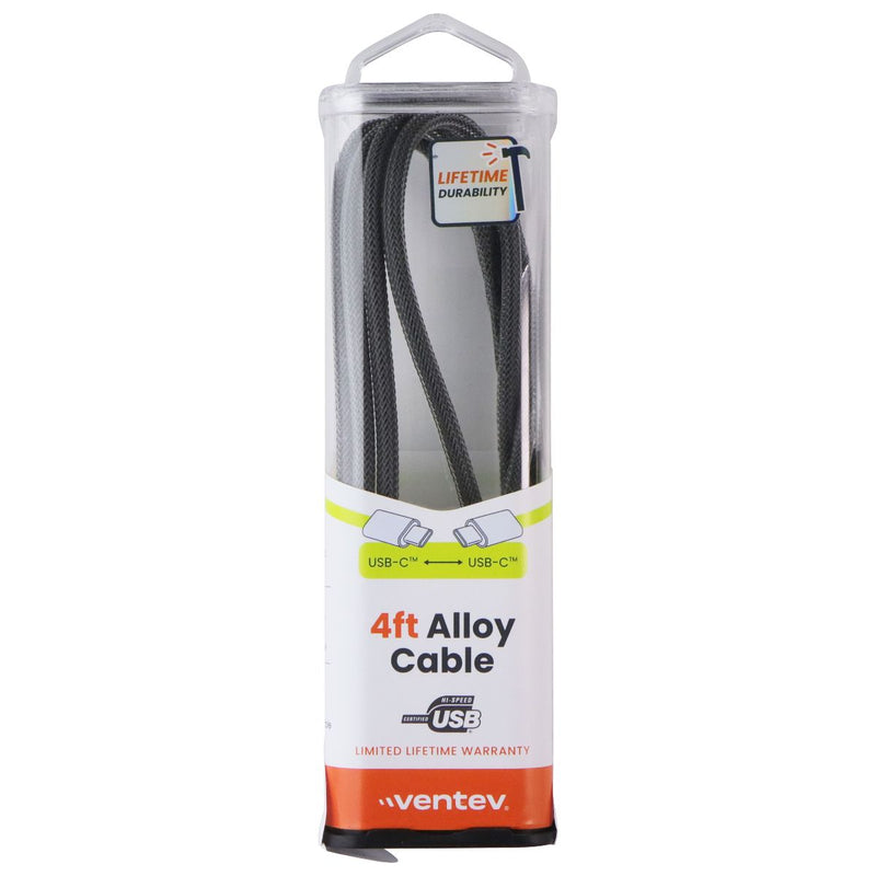 Ventev (4-Ft) Alloy USB-C to USB-C Charge/Sync Braided Cable - Steel Gray