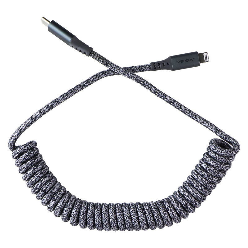 Ventev (3-Foot) Tangle-Free Charge/Sync Helix Coiled USB-C to 8-Pin Cable - Gray