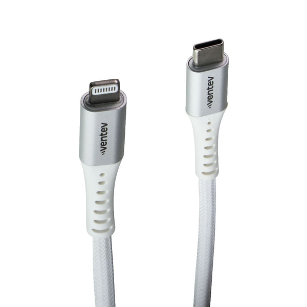 Ventev (10-Ft) Alloy Braided USB-C to Lightning 8-Pin MFi Cable - White