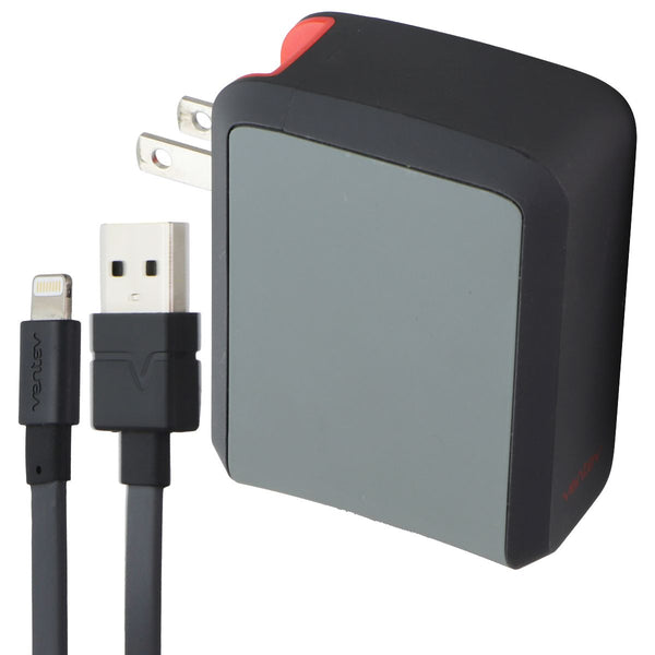 Ventev (5V) Dual Port (USB-A) Wall Charger with 8-Pin (3.3-Ft) Flat Cable - Gray