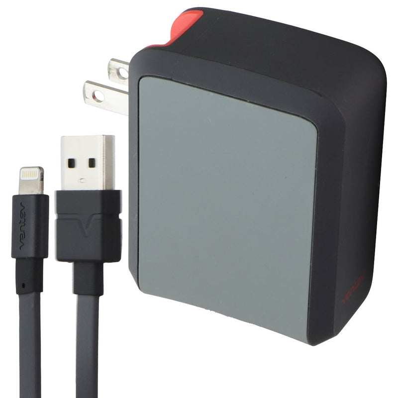 Ventev (5V) Dual Port (USB-A) Wall Charger with 8-Pin (3.3-Ft) Flat Cable - Gray