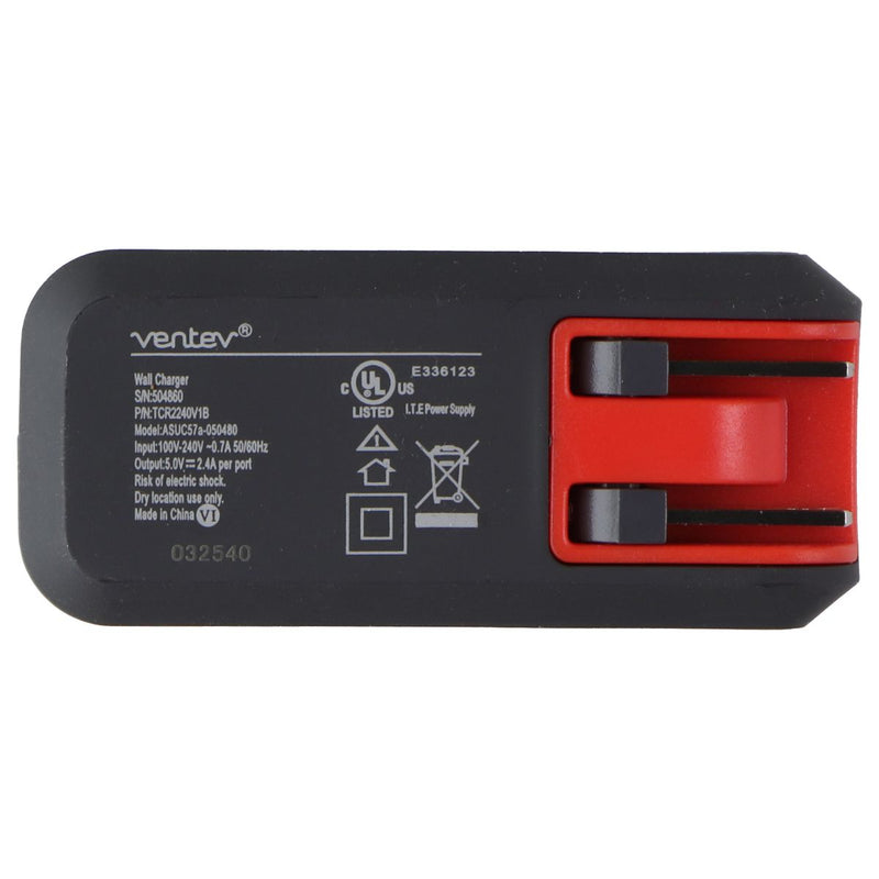 Ventev (5V) Dual Port (USB-A) Wall Charger with 8-Pin (3.3-Ft) Flat Cable - Gray