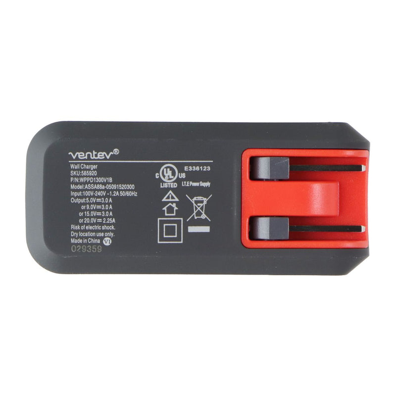 Ventev Wallport PD1300 (45W/3A) USB-C Wall Adapter/Charger - Gray