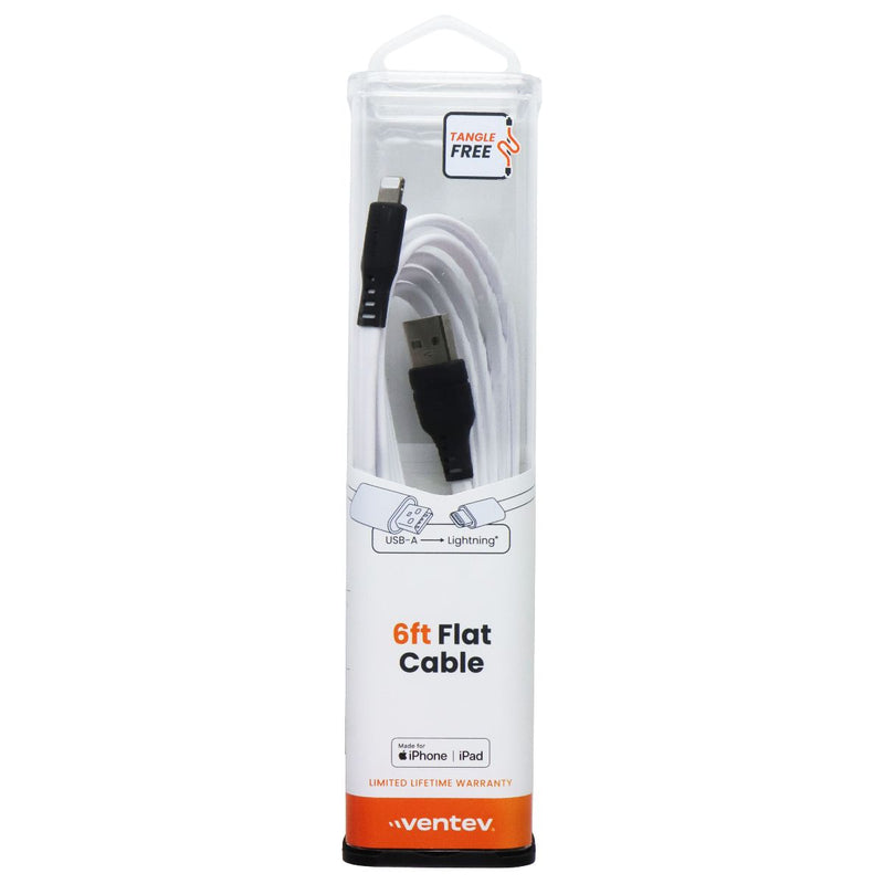 Ventev (6-Foot) USB-A to 8-Pin Charge and Sync Flat Cable for Apple - White