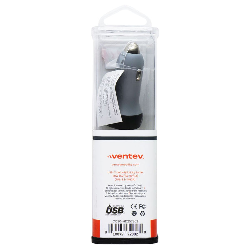 Ventev 30W Fast Charging USB-C Car Charger - Dark Gray