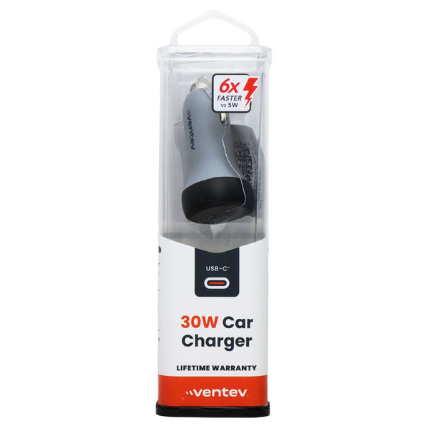 Ventev 30W Fast Charging USB-C Car Charger - Dark Gray