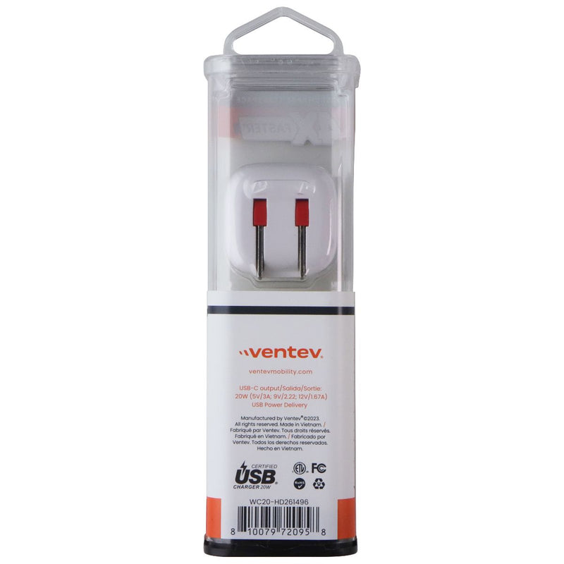 Ventev 20W USB-C Ultrafast Charge Mini Wall Charger with Foldable Prongs - Gray