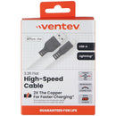VENTEV 3.3 Foot USB-A to Lightning (8-Pin) High Speed Flat Cable - White