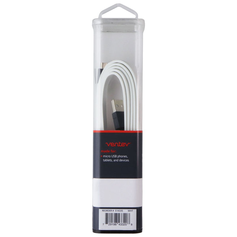 Ventev (514335) 6Ft Charge/Sync Flat Cable for Micro USB Devices - White/Gray