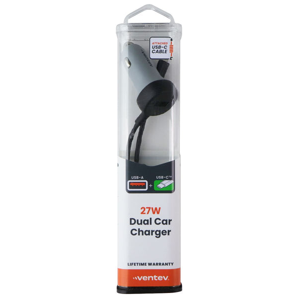 Ventev 27W Dual Car Charger (USB-A + USB-C) - Gray