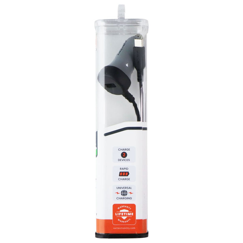 Ventev 27W Dual Car Charger (USB-A + USB-C) - Gray