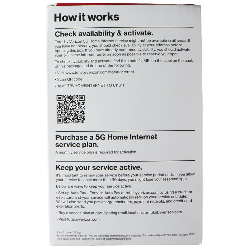 Total by Verizon 5G Home Internet All-in-One Router - White (SLV-TVFWF100V5L)