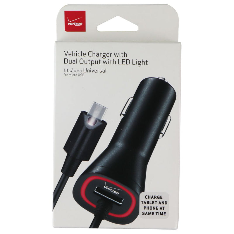 Verizon Vehicle Charger w/ Dual Output w/ LED Light - Black