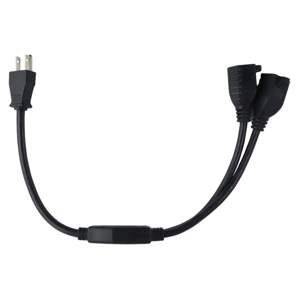 Well Shin 3 Prong Y Splitter Extension Cord - 1 Male to 2 Female - Black / 18-in