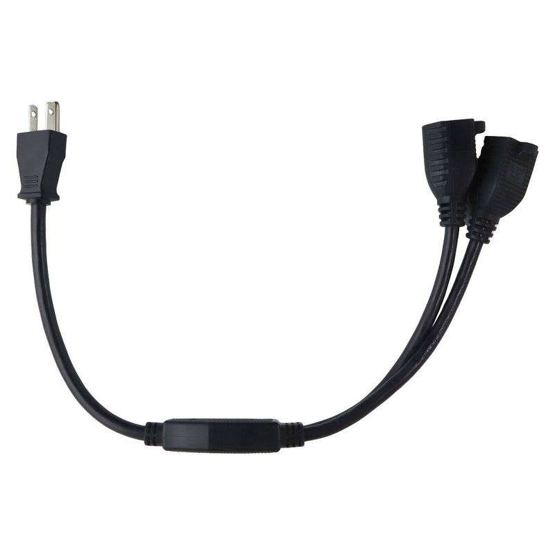 Well Shin 3 Prong Y Splitter Extension Cord - 1 Male to 2 Female - Black / 18-in