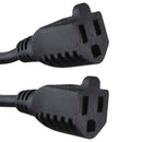 Well Shin 3 Prong Y Splitter Extension Cord - 1 Male to 2 Female - Black / 18-in
