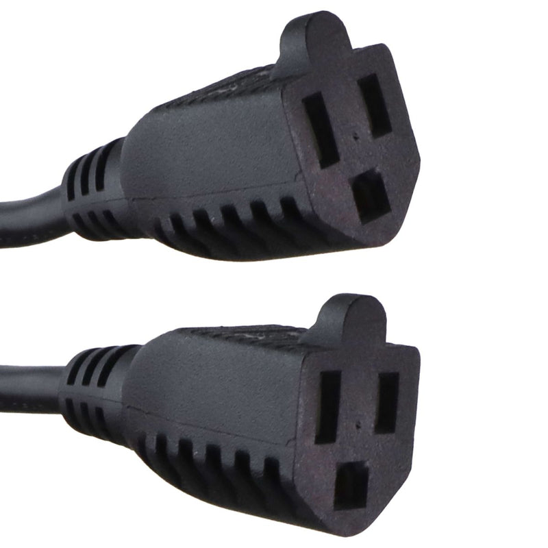 Well Shin 3 Prong Y Splitter Extension Cord - 1 Male to 2 Female - Black / 18-in