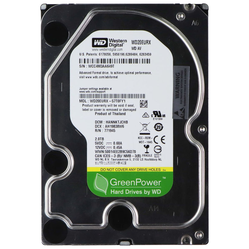 Western Digital Green (WD20EURX) 2TB 5400RPM SATA III 64MB 3.5-Inch Hard Drive
