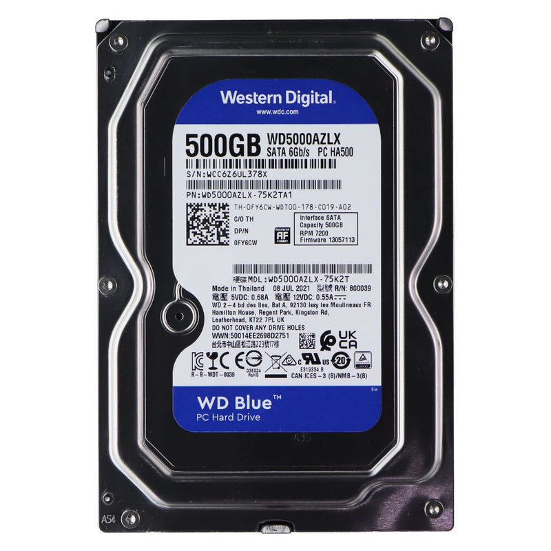 Western Digital Blue (500G) 3.5-in Internal Hard Drive HDD (WD5000AZLX-75K2TA1)