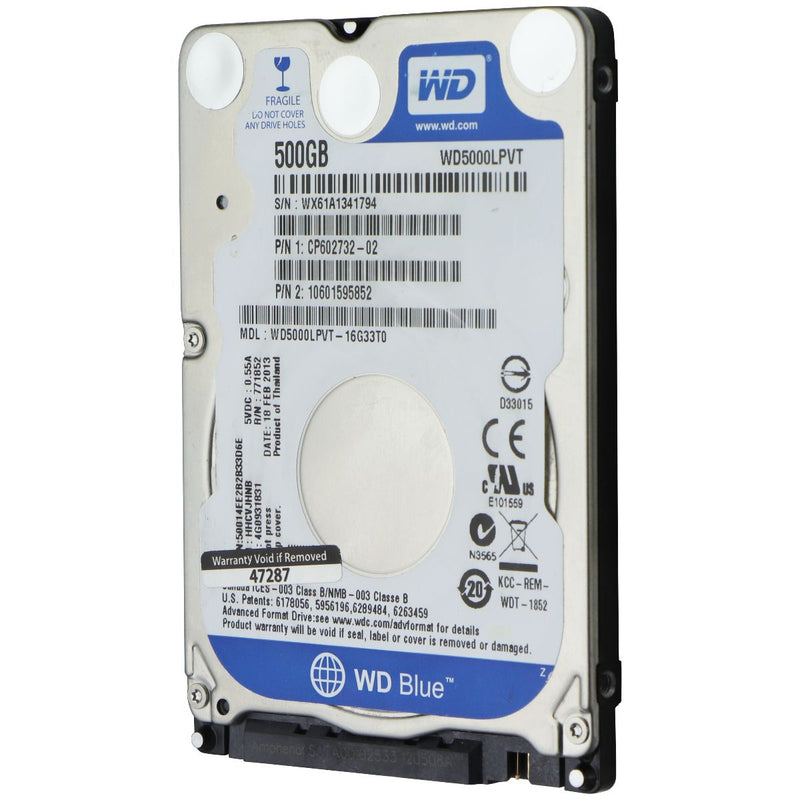 Western Digital Blue 2.5-inch SATAII Hard Drive - 500GB / WD5000LPVT / 5400RPM