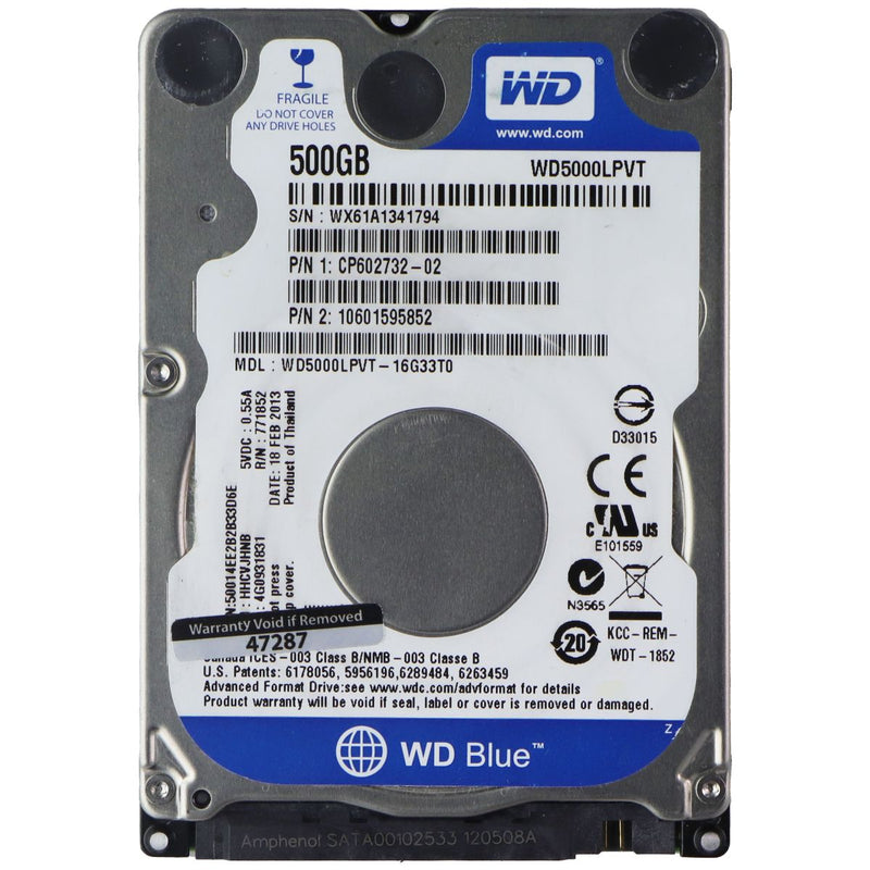 Western Digital Blue 2.5-inch SATAII Hard Drive - 500GB / WD5000LPVT / 5400RPM