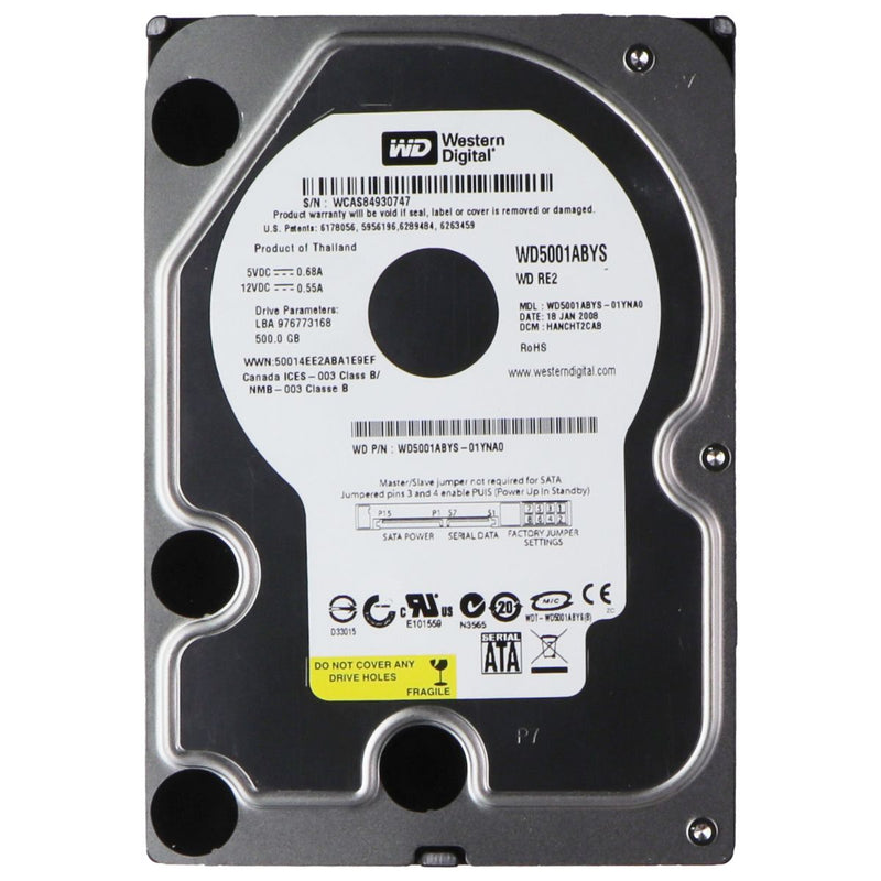 Western Digital 500GB HDD SATA 2 7200RPM 3.5-inch Hard Drive WD5001ABYS