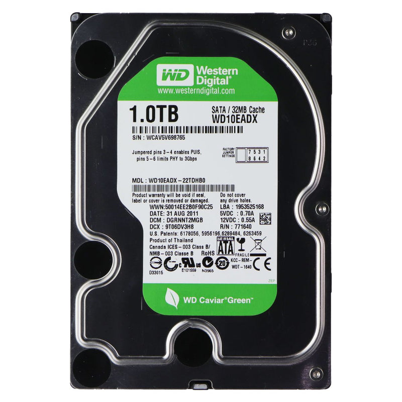 Western Digital Green (1TB) Internal Hard Drive SATA HDD (WD10EADX-22TDHB0)
