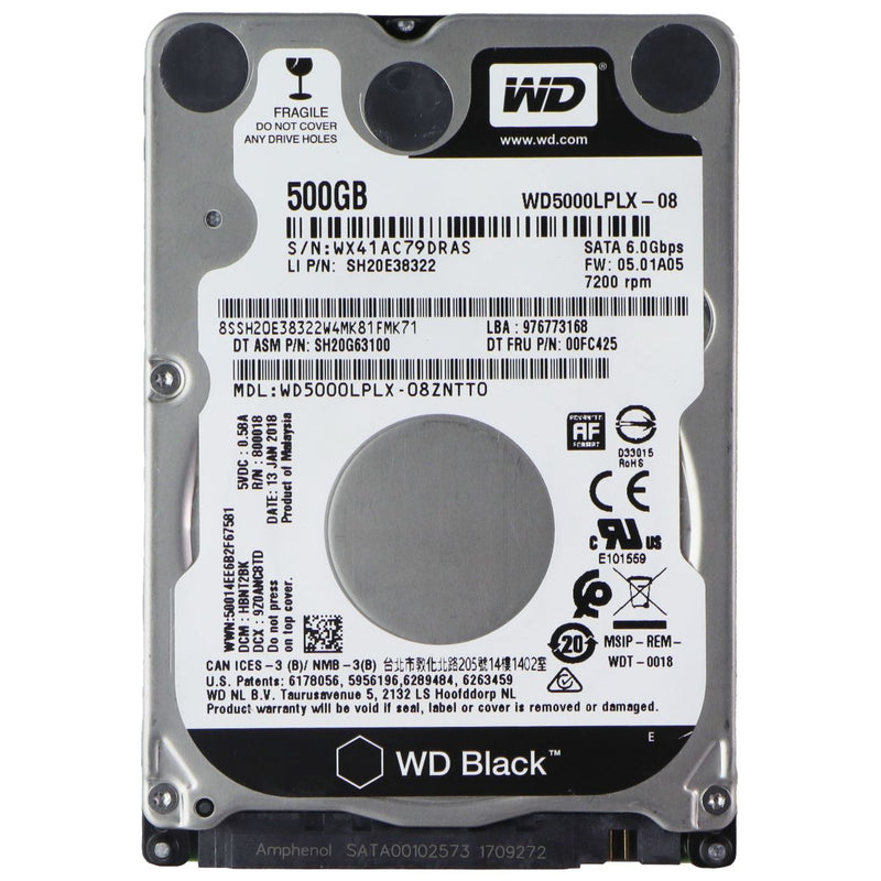 Western Digital WD Black 2.5-inch Hard Drive - 500GB SATA III (WD5000LPLX)