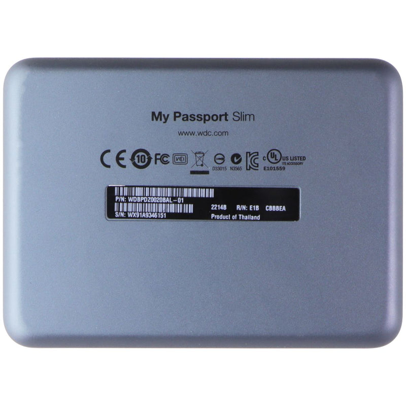 WD My Passport Slim (2TB) Portable Metal External Hard Drive USB 3.0 - Silver