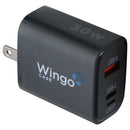 WingoCase (30W) 3-Port Adapter for USB-A/USB-C/8-Pin Cables with 5 Foot Cable